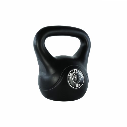 Gorilla Sports Kettlebell műanyag borítású fekete 14 kg